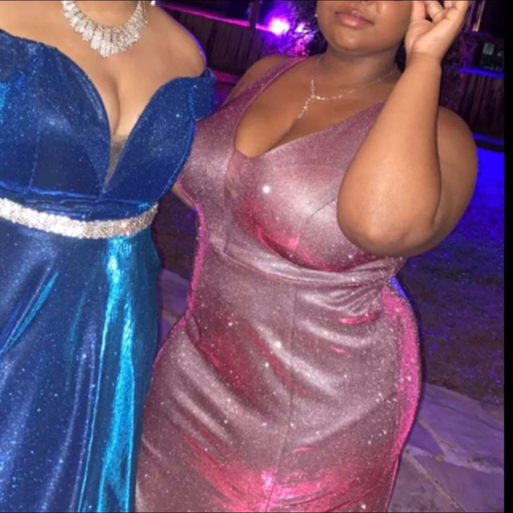 Rosy Pink Sequin Prom Gown